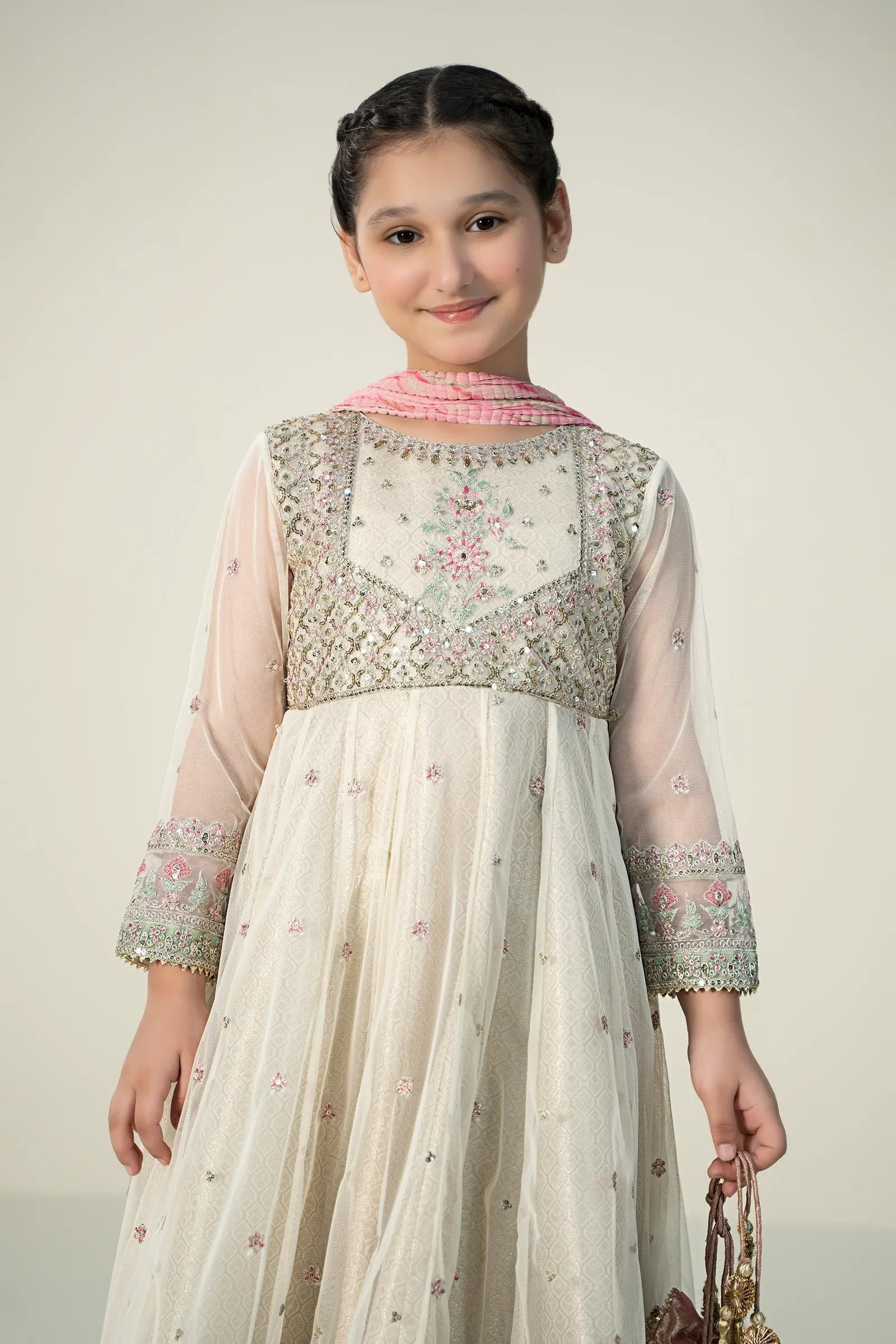 3 Piece Embroidered Net Suit | MKS-W24-18