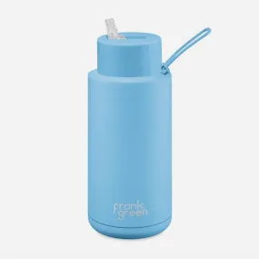 34oz Ceramic Reusable Bottle Straw Lid | Sky Blue