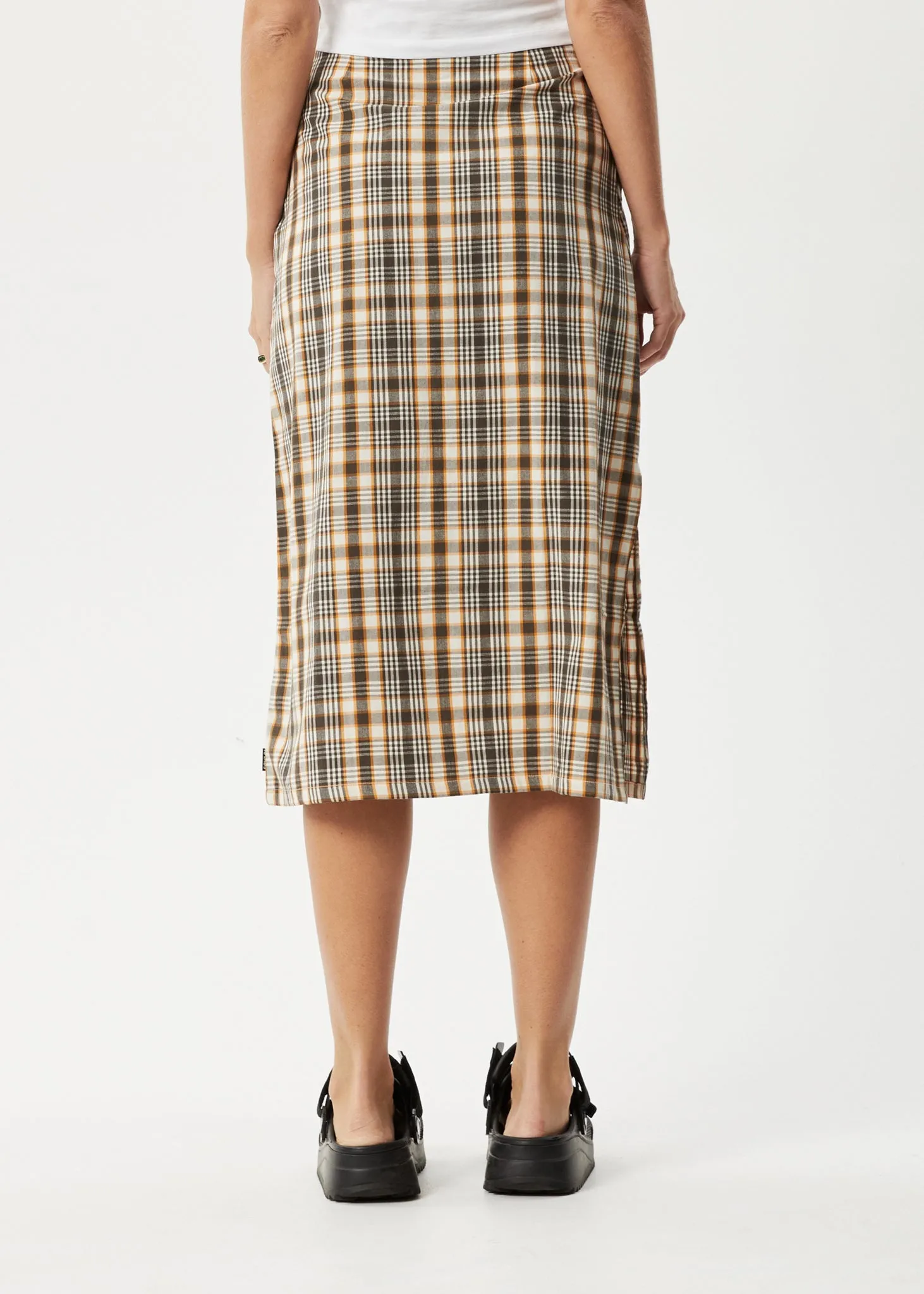 AFENDS Womens Check Out - Midi Skirt - Moonbeam Check