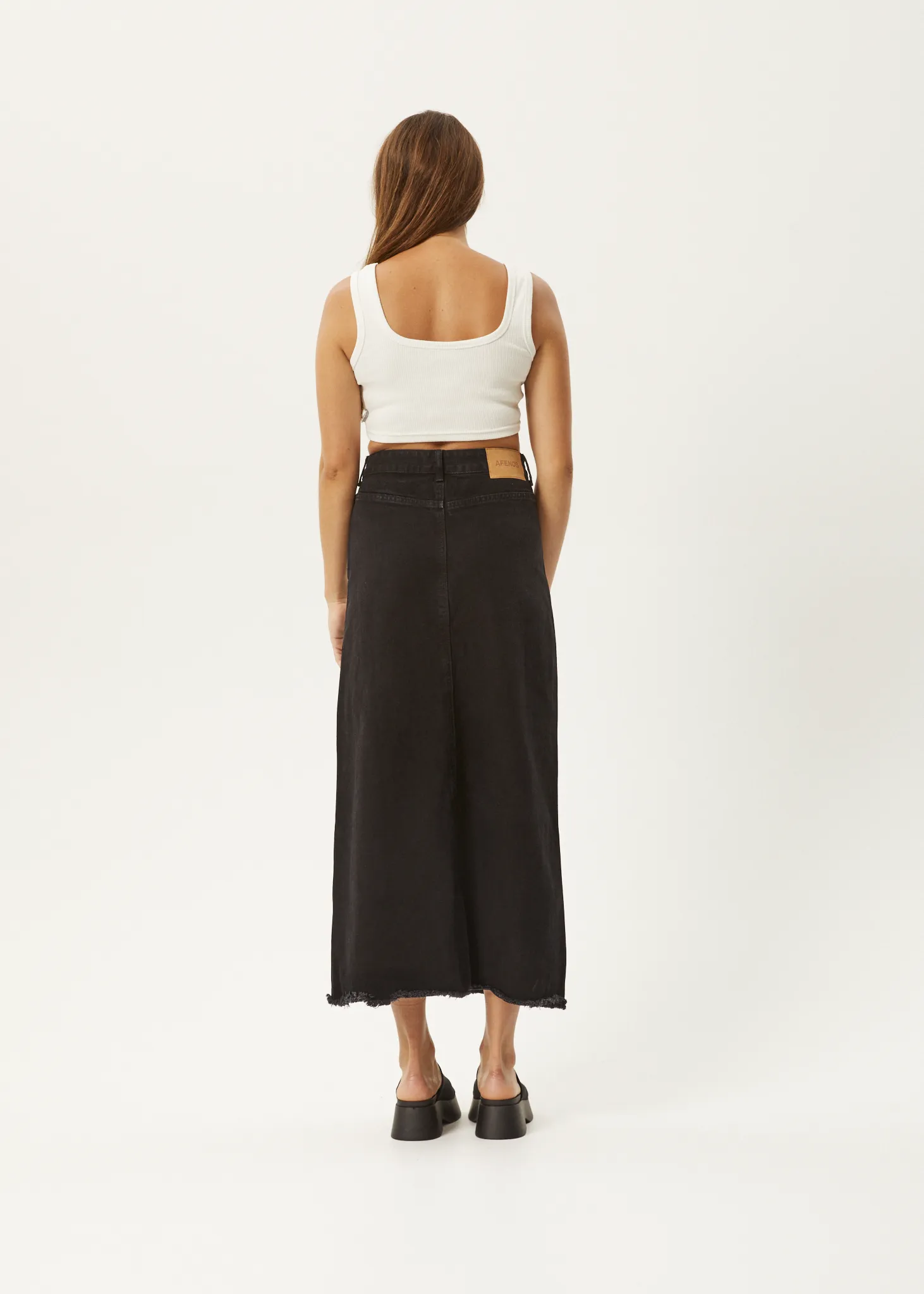 AFENDS Womens Chichi - Denim Midi Skirt - Washed Black