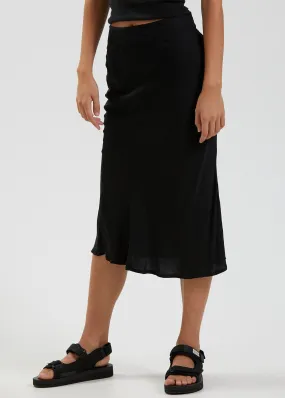 Afends Womens Janey - Recycled Midi Skirt - Black