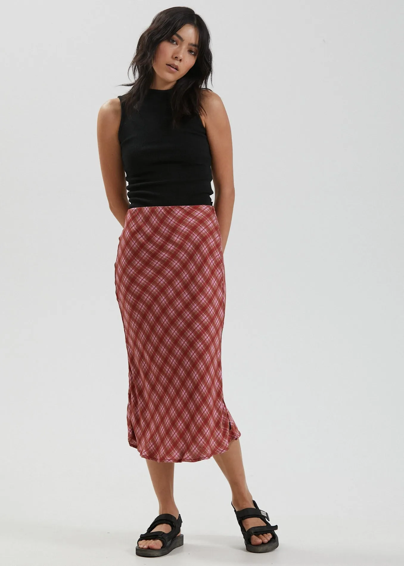 Afends Womens Janey - Recycled Midi Skirt - Red