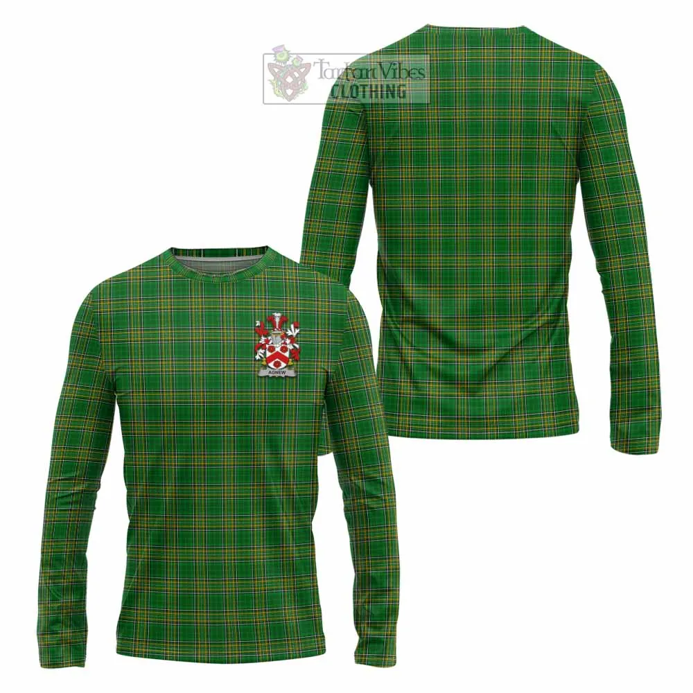 Agnew Irish Clan Tartan Long Sleeve T-Shirt with Coat of Arms