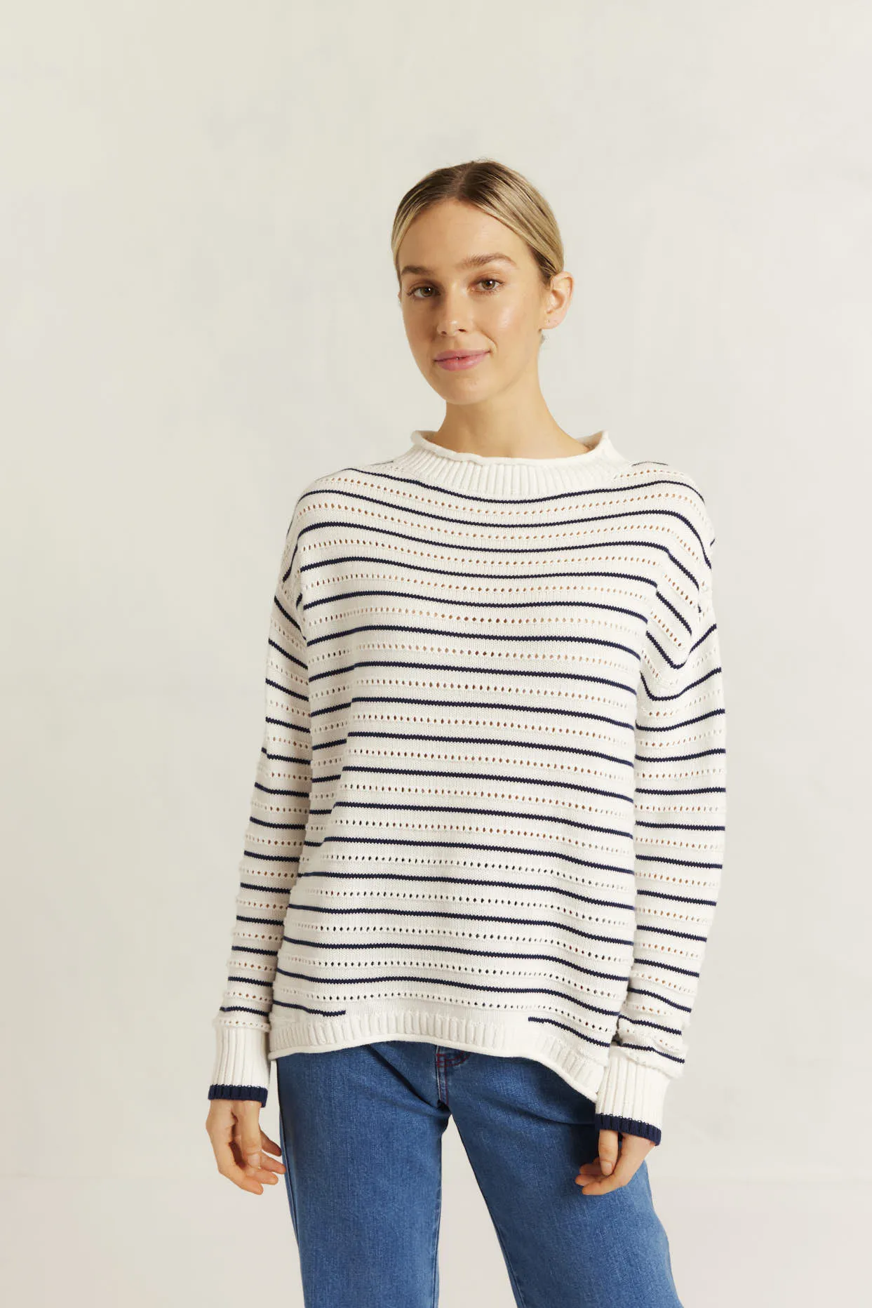 Alyssa Cotton Knit Sweater in Ivory