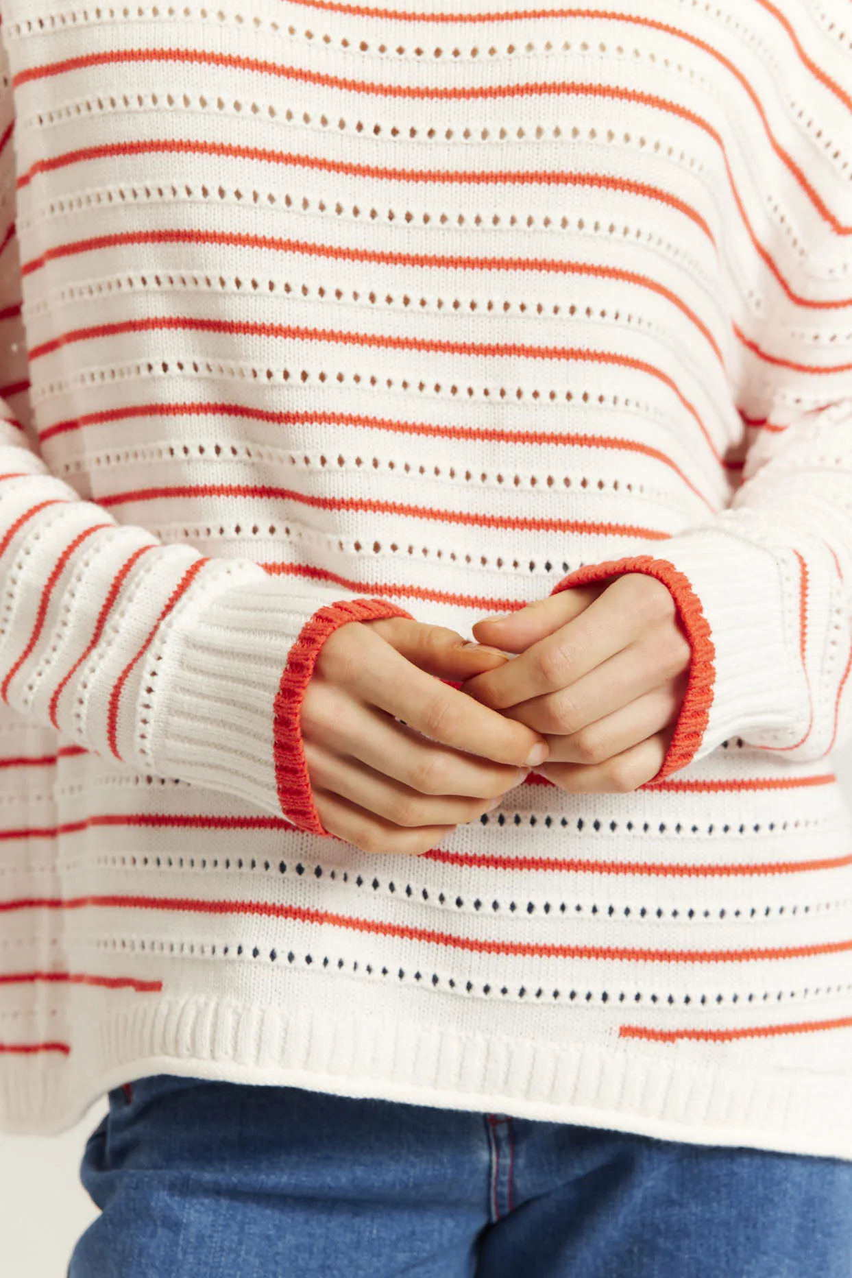 Alyssa Cotton Knit Sweater in Poppy