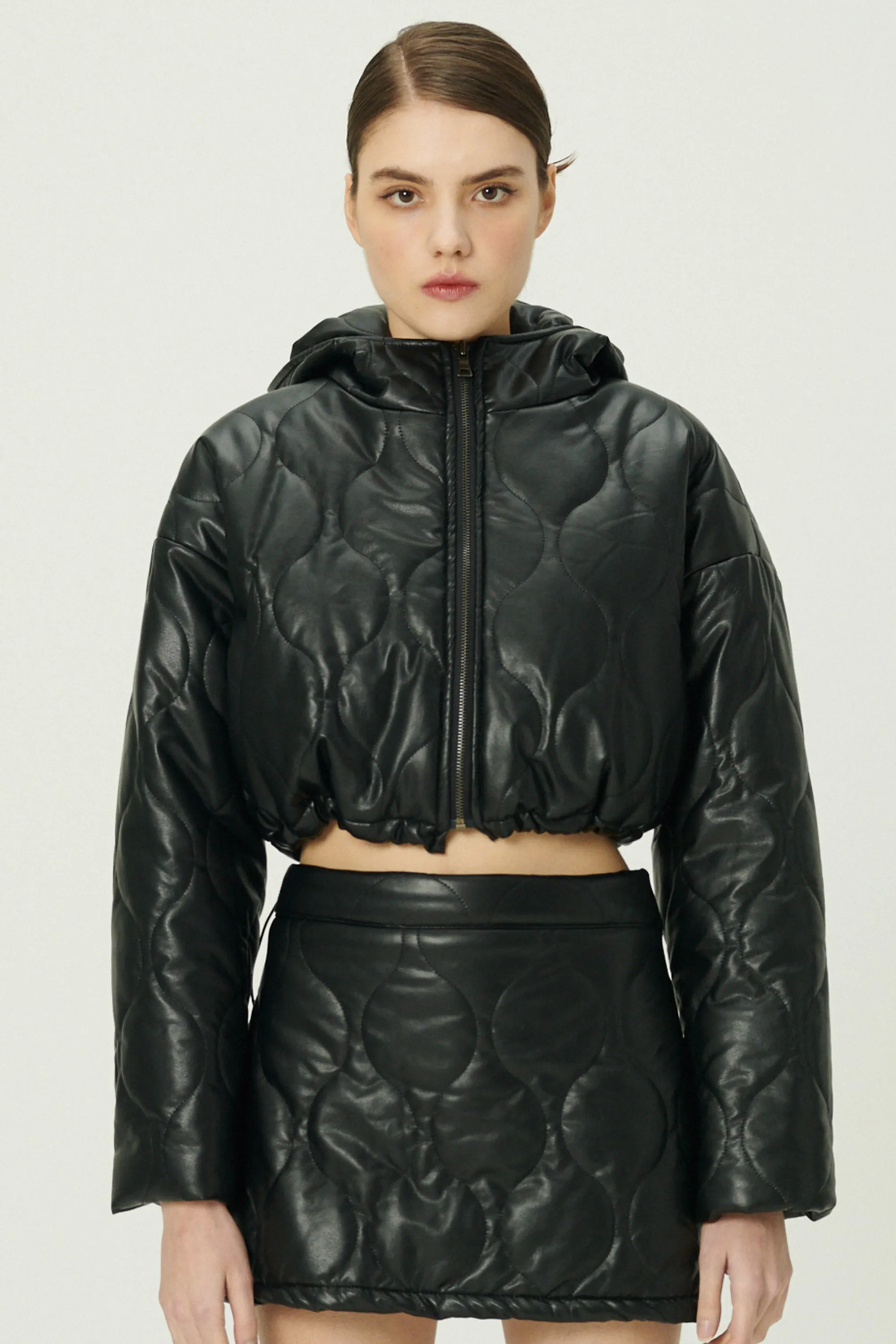 Anina Pleather Quilted Jacket