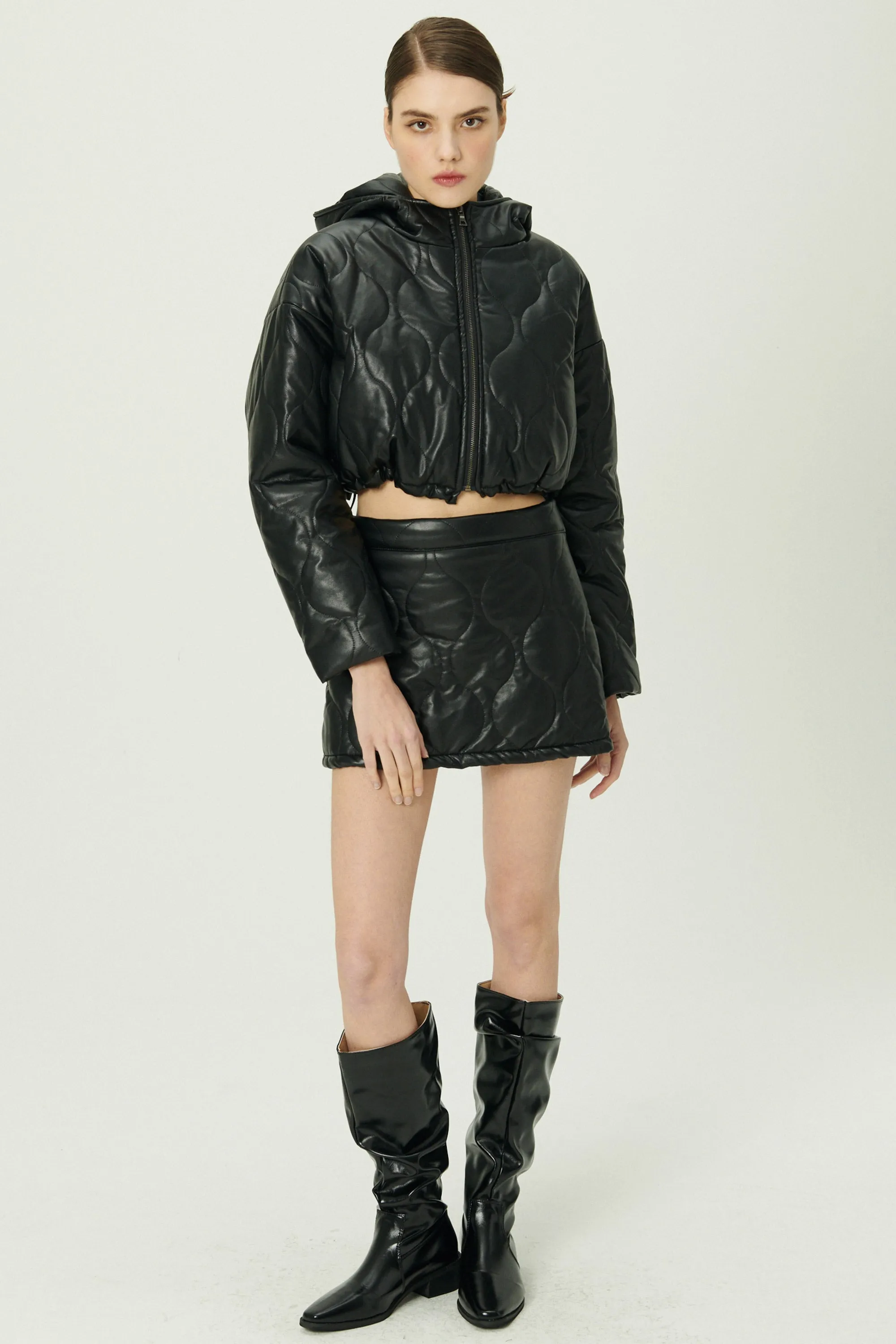 Anina Pleather Quilted Jacket