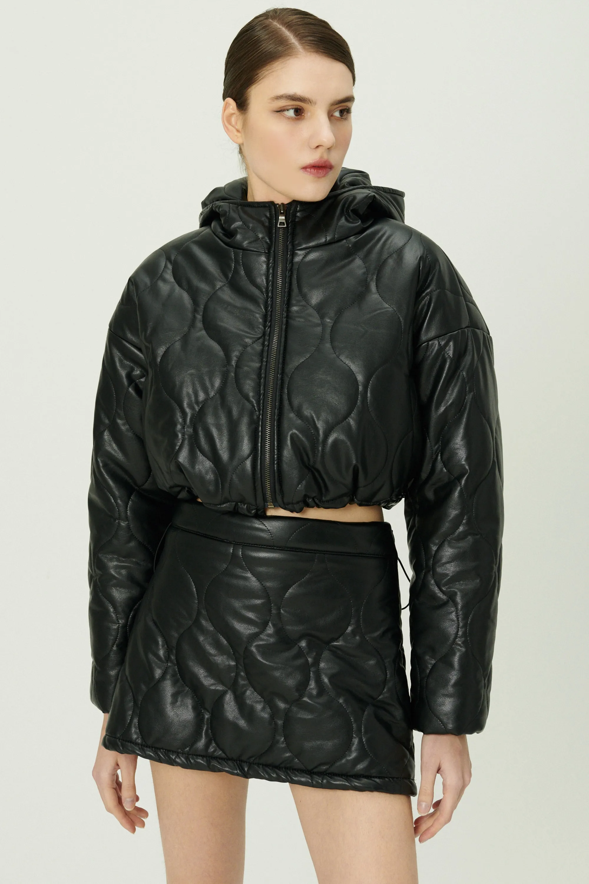 Anina Pleather Quilted Jacket