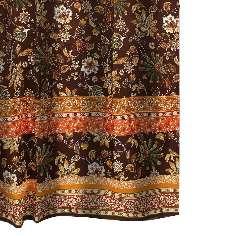 Athens 60 Inch Throw Blanket, Chocolate Brown Polyester, Jacobean Print By Casagear Home