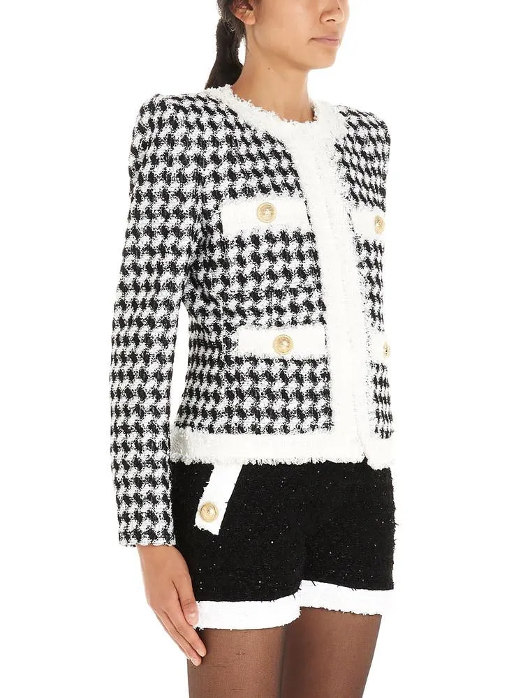 Balmain Houndstooth Cropped Jacket