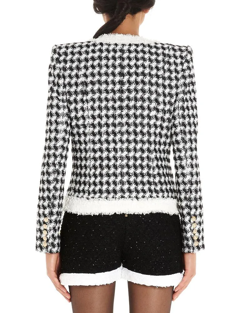 Balmain Houndstooth Cropped Jacket