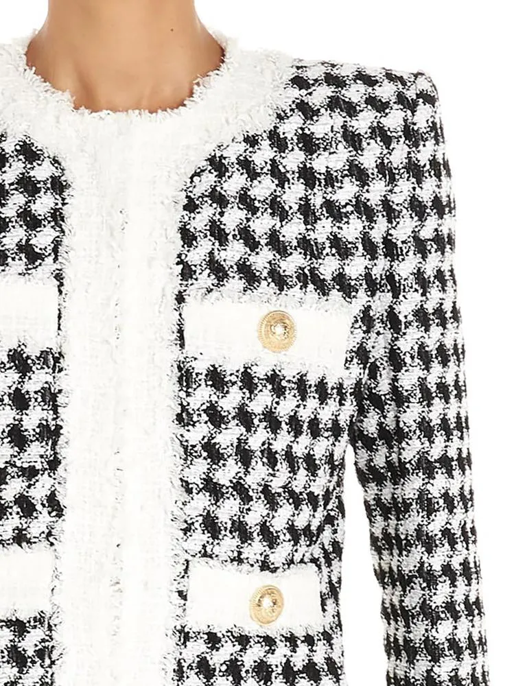 Balmain Houndstooth Cropped Jacket