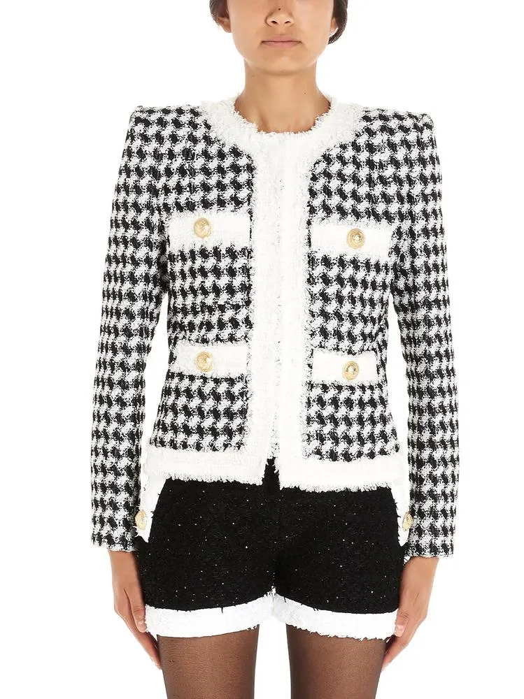 Balmain Houndstooth Cropped Jacket