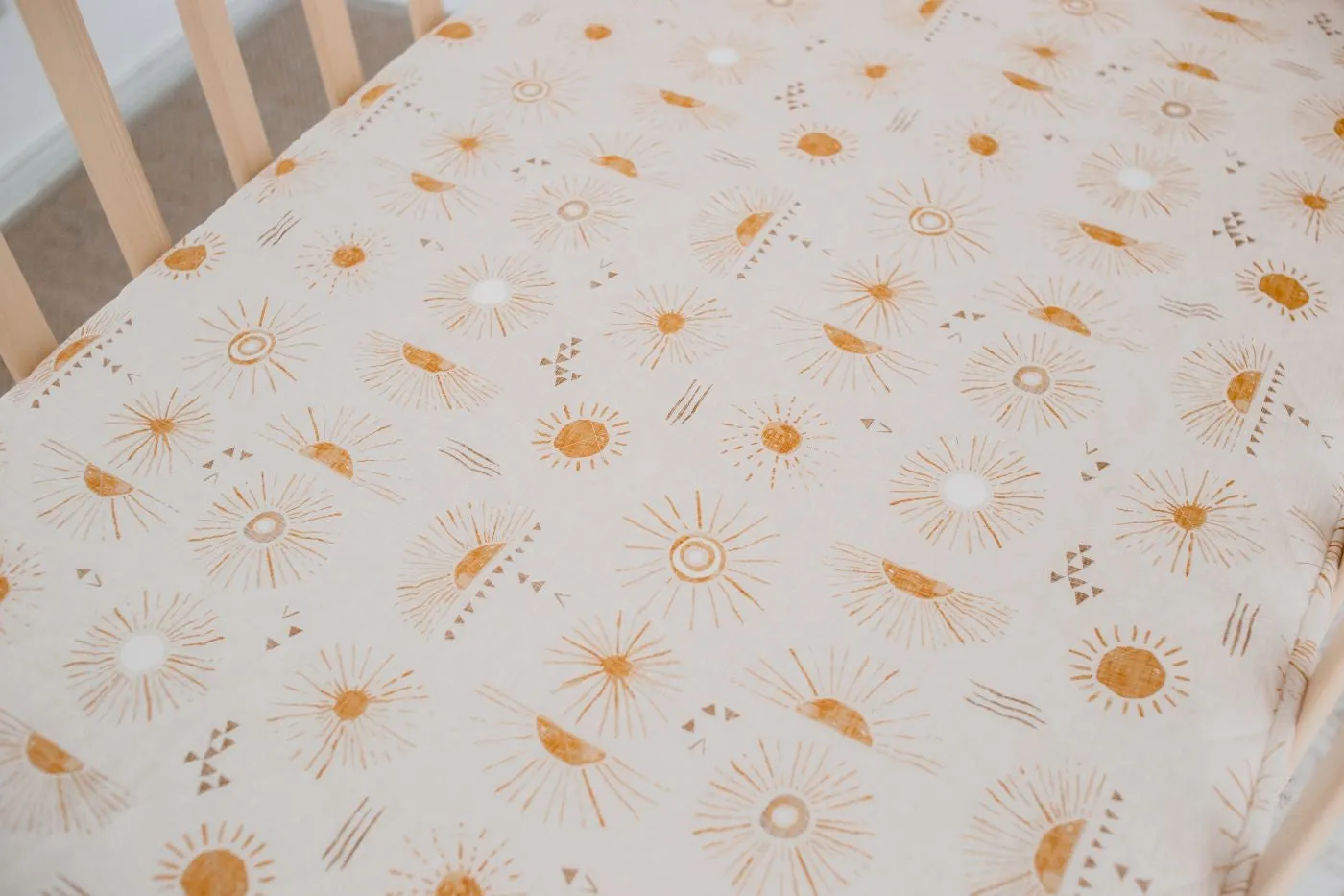 Bambella Designs 2-in-1 Waterproof Cot Sheet & Mattress Protector | Bohemian Sunshine