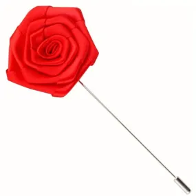 Bassin and Brown Rose Jacket Lapel Pin - Red