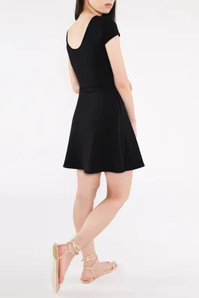 BCI Cotton Square Neck A-Line Mini Dress -- Black