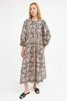 Beige & Grey Paisley Maxi Dress