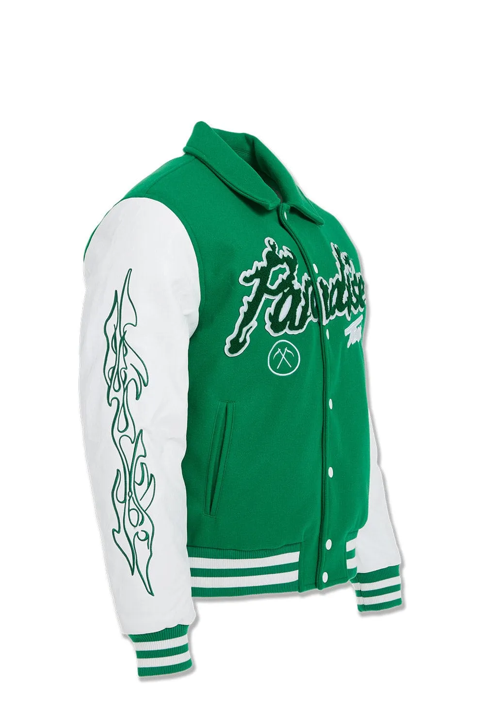 Big Men's Paradise Tour Varsity Jacket (Green)