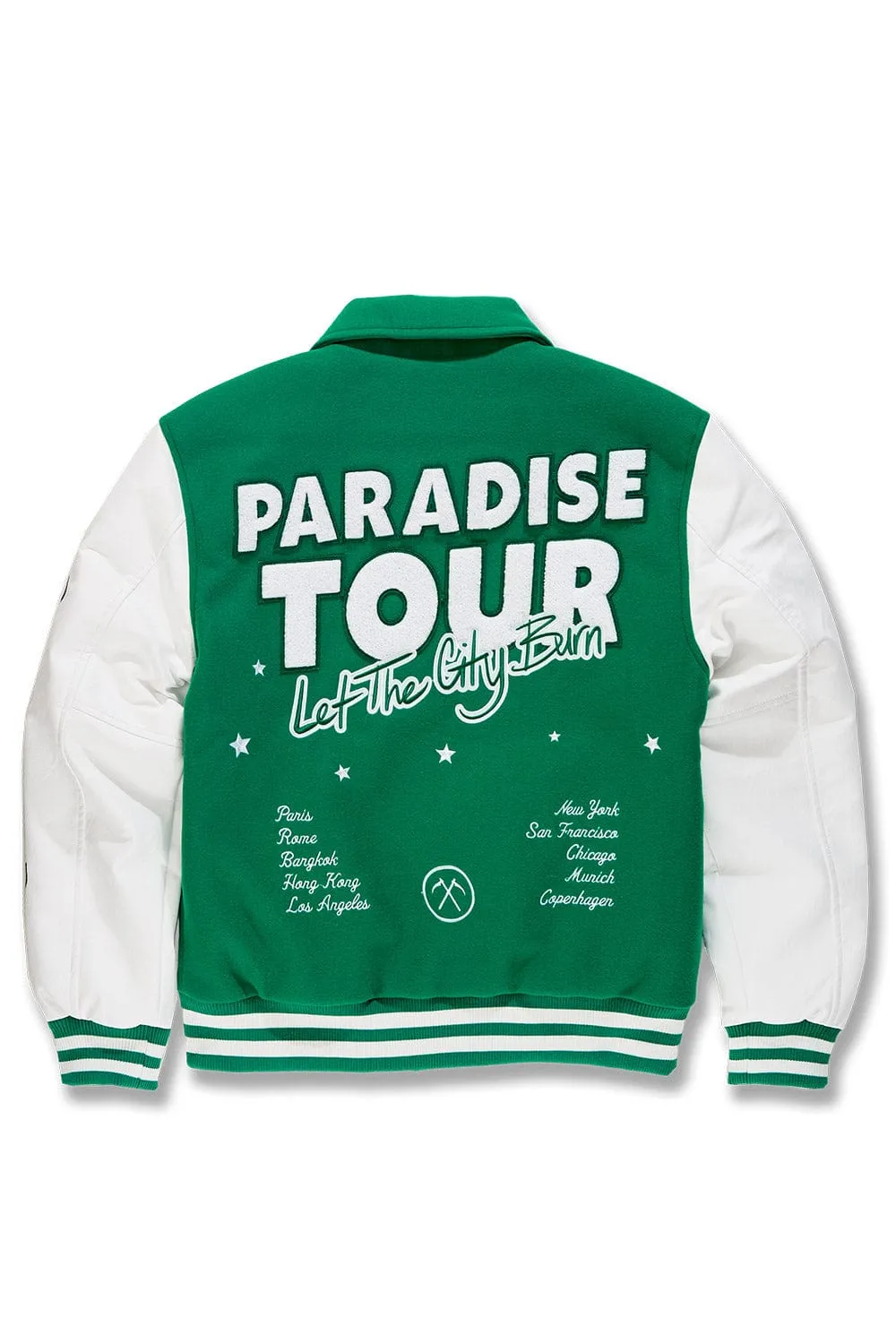 Big Men's Paradise Tour Varsity Jacket (Green)