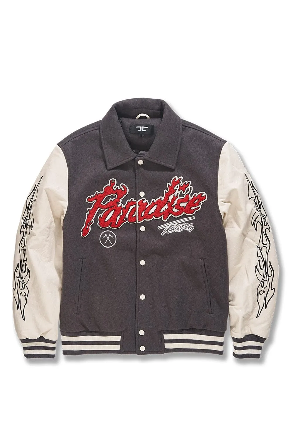 Big Men's Paradise Tour Varsity Jacket (Off Black)