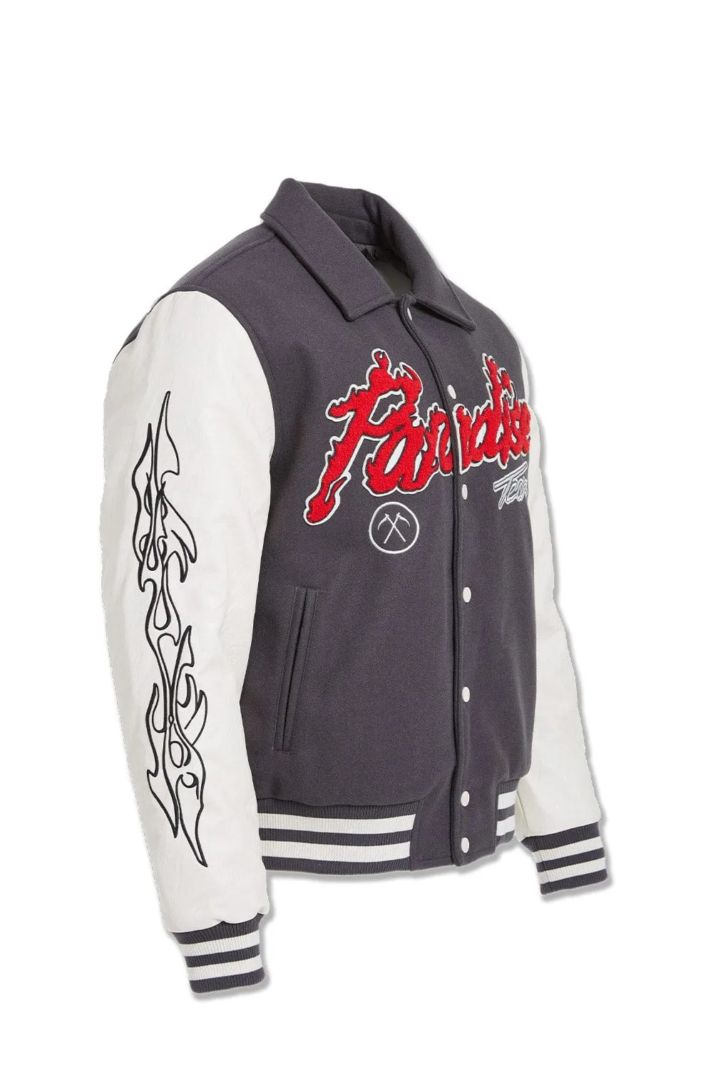 Big Men's Paradise Tour Varsity Jacket (Off Black)