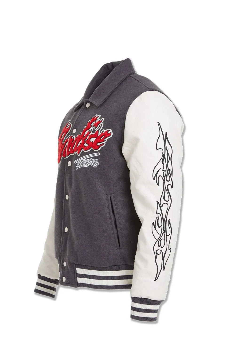 Big Men's Paradise Tour Varsity Jacket (Off Black)