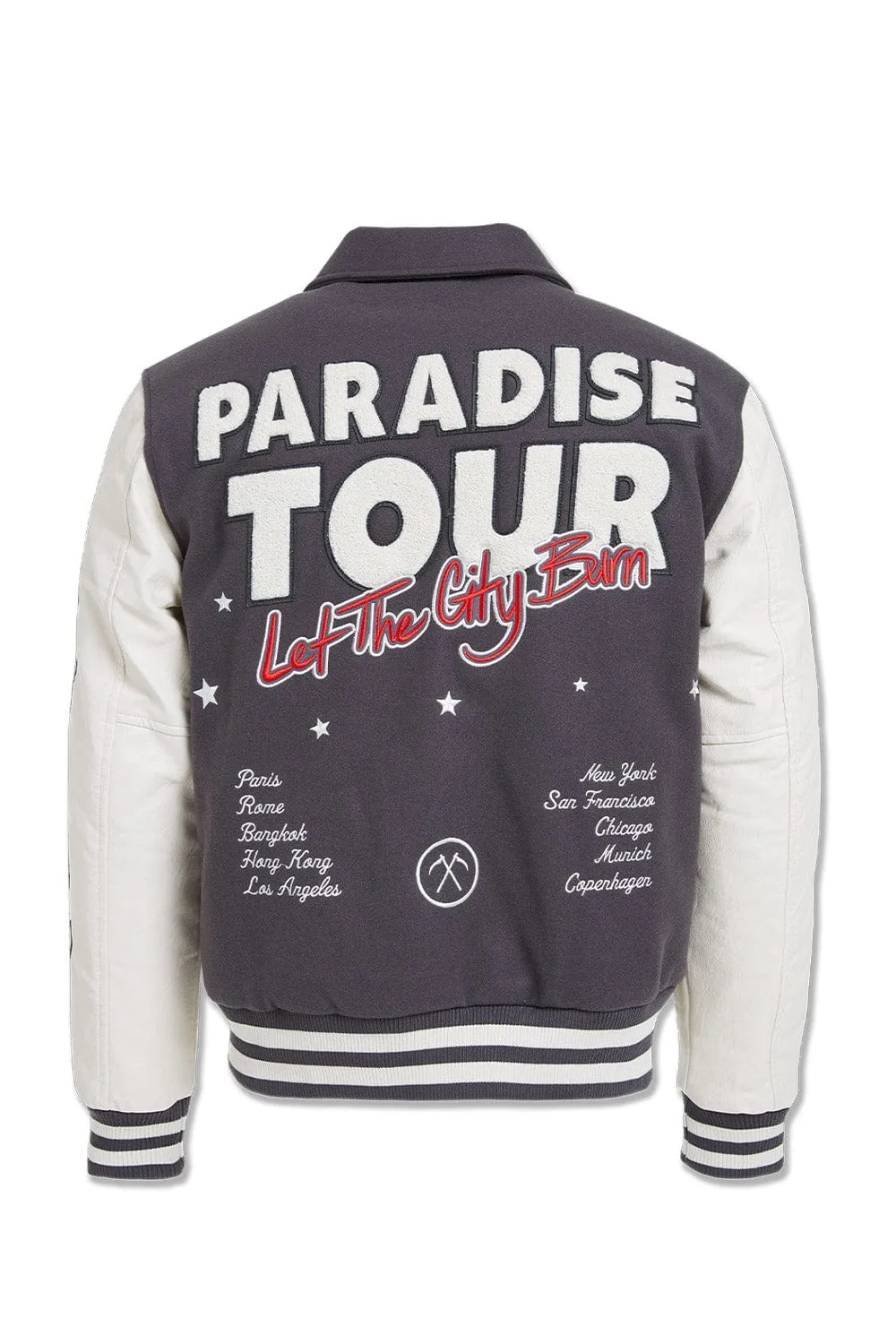 Big Men's Paradise Tour Varsity Jacket (Off Black)