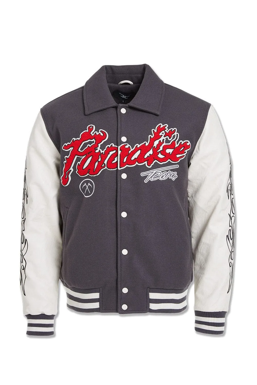 Big Men's Paradise Tour Varsity Jacket (Off Black)