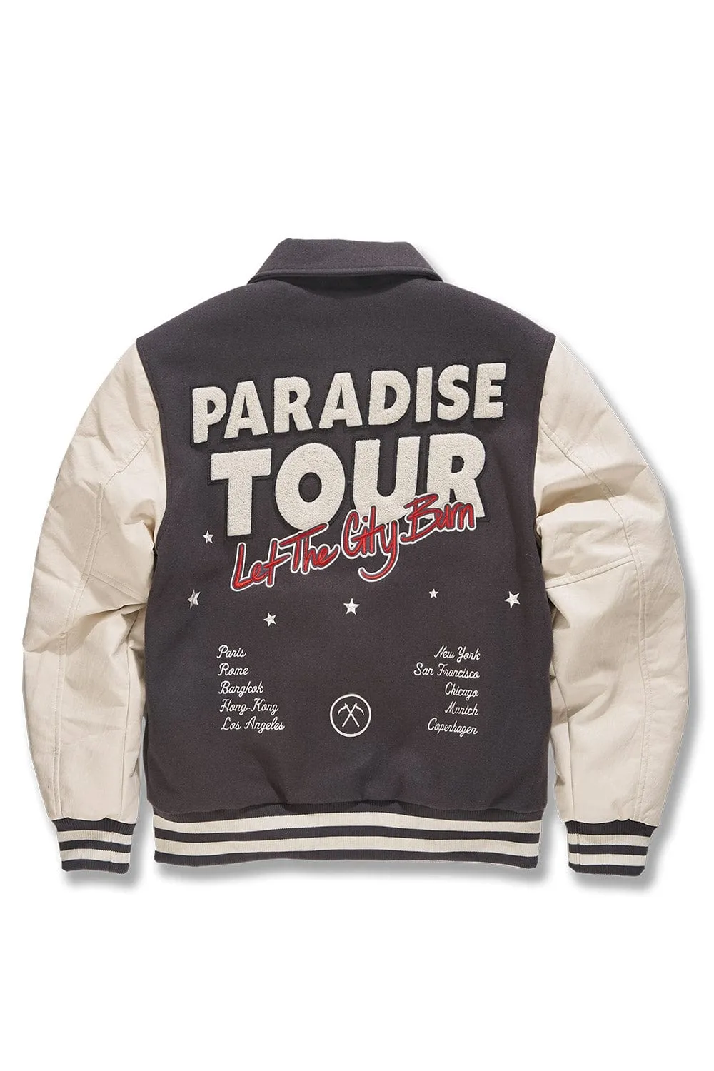 Big Men's Paradise Tour Varsity Jacket (Off Black)