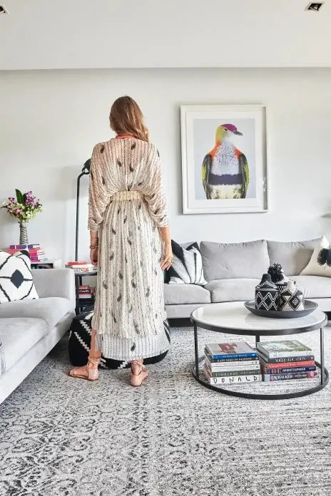 Black And White Bandhani Kimono Maxi Duster