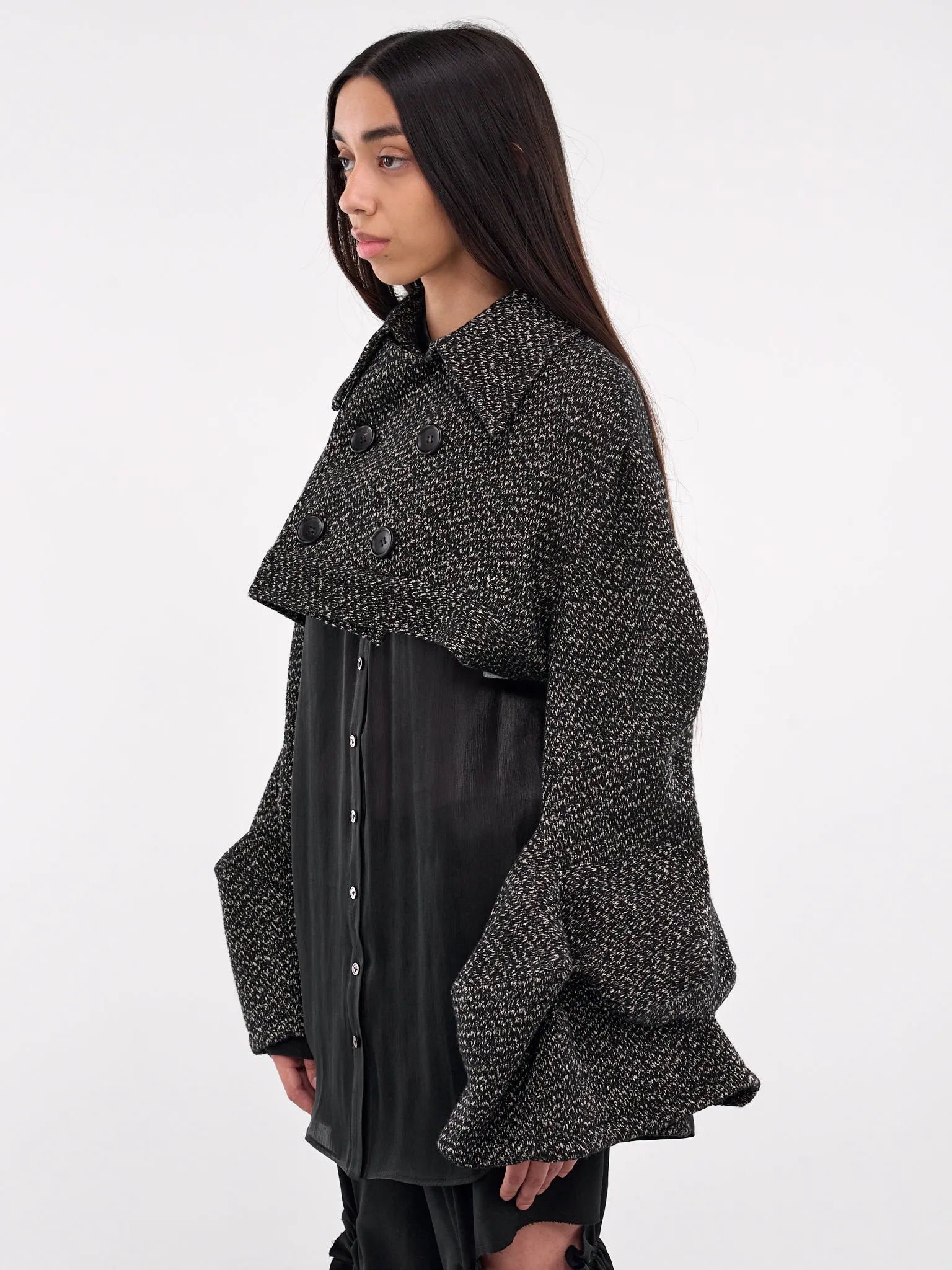 Boxed Sleeves Crop Jacket (FO-J03-145-1-BLACK)