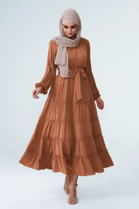 Bronze Tiered Dress - Hijab House