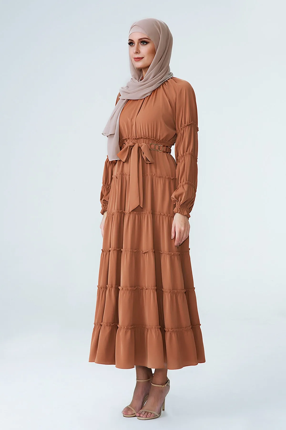 Bronze Tiered Dress - Hijab House