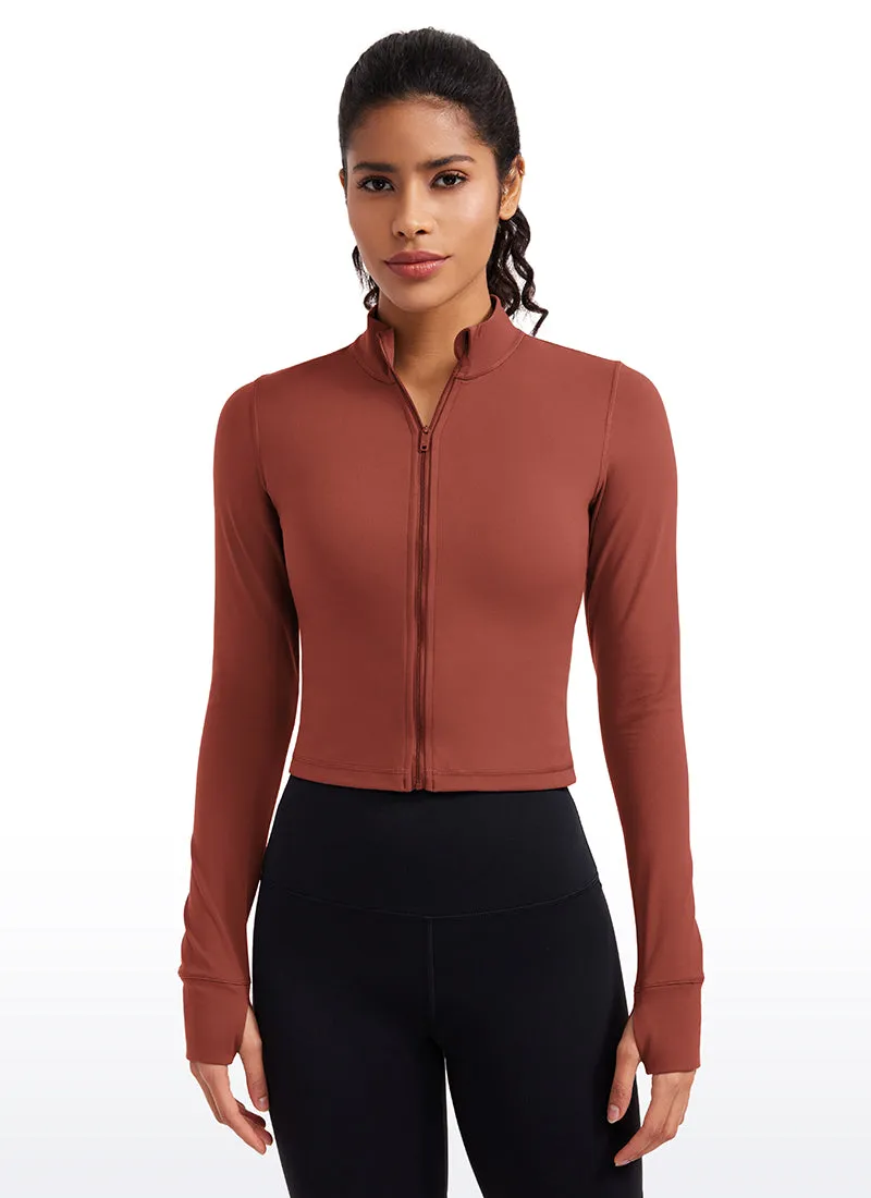 Butterluxe Full Zip Cropped Jackets with Thumb Holes