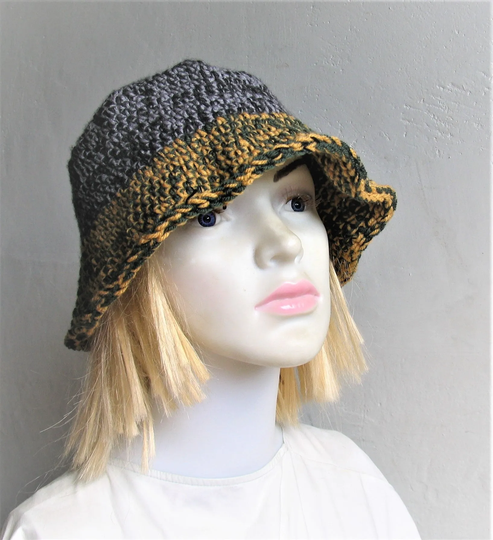 Camouflage Bucket Hat in a Sock Crochet Spring Fall Autumn Winter Bucket Hat Fall Winter Hats Men Women Accessories