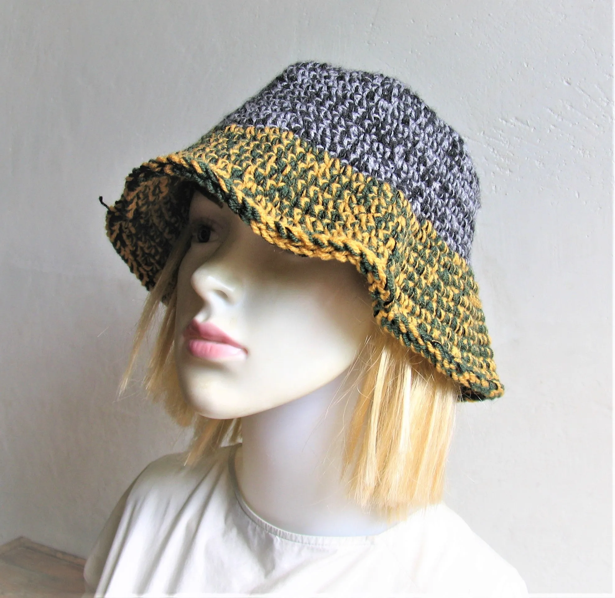 Camouflage Bucket Hat in a Sock Crochet Spring Fall Autumn Winter Bucket Hat Fall Winter Hats Men Women Accessories