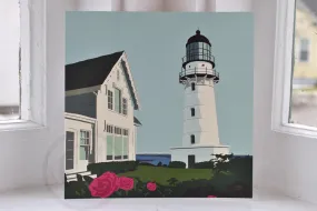 Cape Elizabeth Light Art Print  8" x 8" Square Wall Poster By Alan Claude - Maine