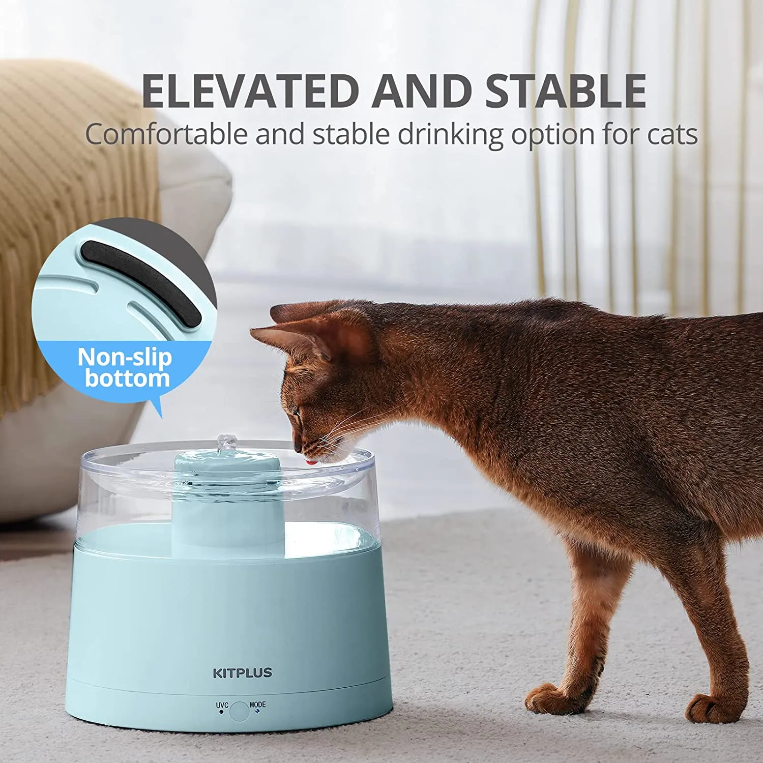 Cat Water Fountain With Wireless Pump, Automatic Cat Fountain , Smart Modes