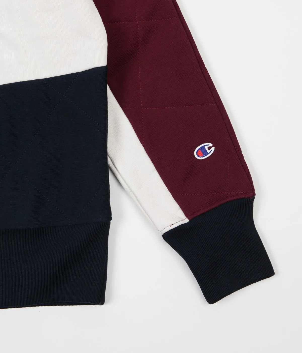 Champion Quilted Ski Crewneck Sweatshirt - Burgundy / White / Navy