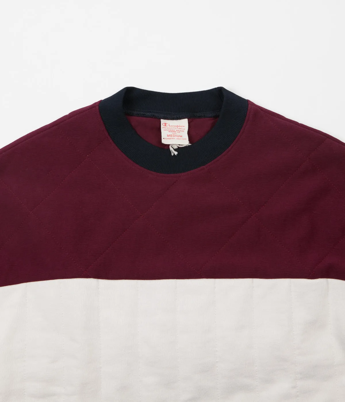 Champion Quilted Ski Crewneck Sweatshirt - Burgundy / White / Navy