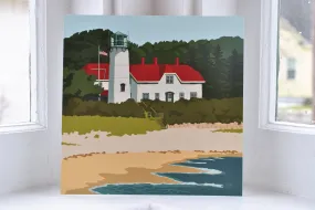 Chatham Light Art Print 8" x 8" Square Wall Poster By Alan Claude - Massachusetts