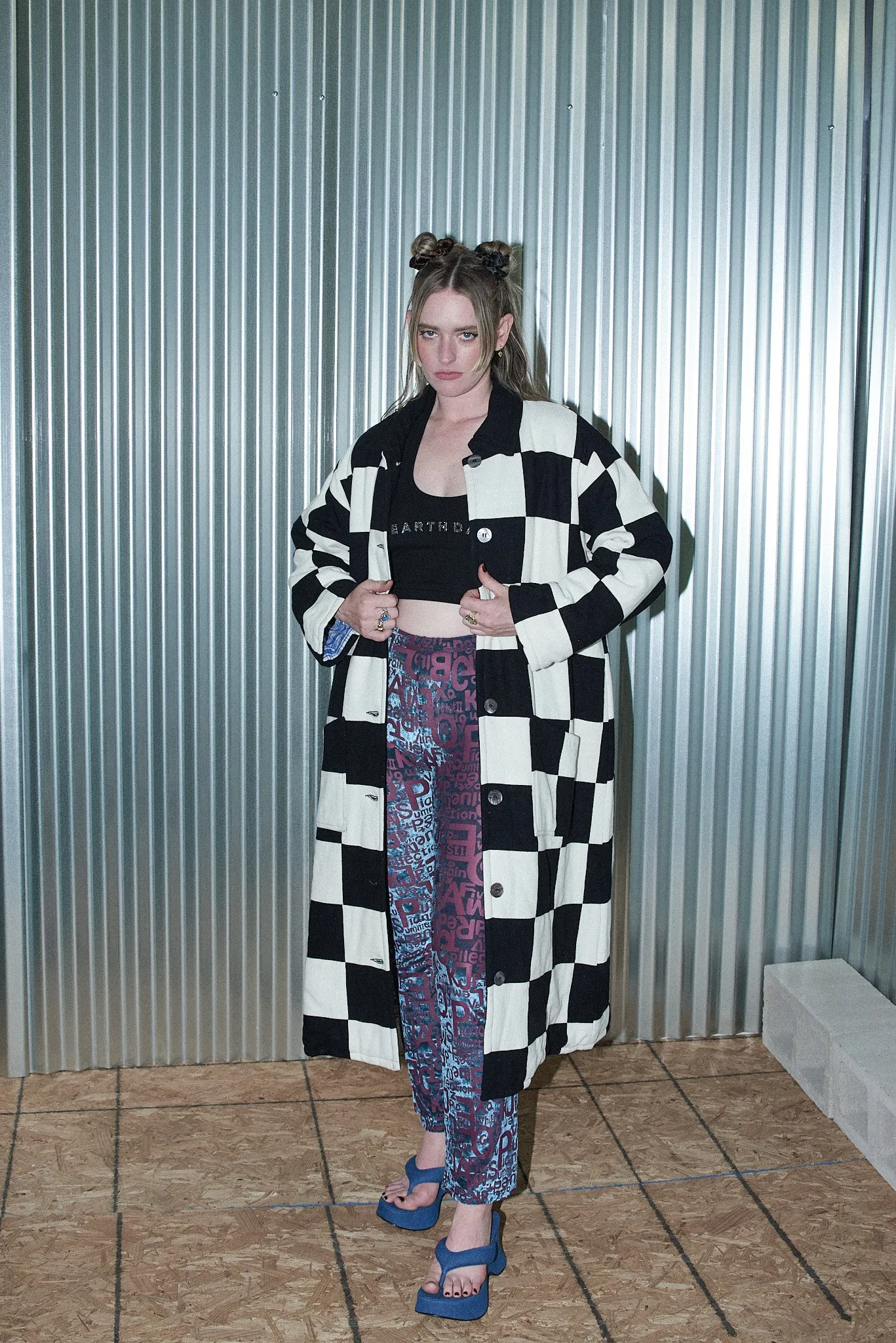 Chessboard Long Scrap Patch Jacket