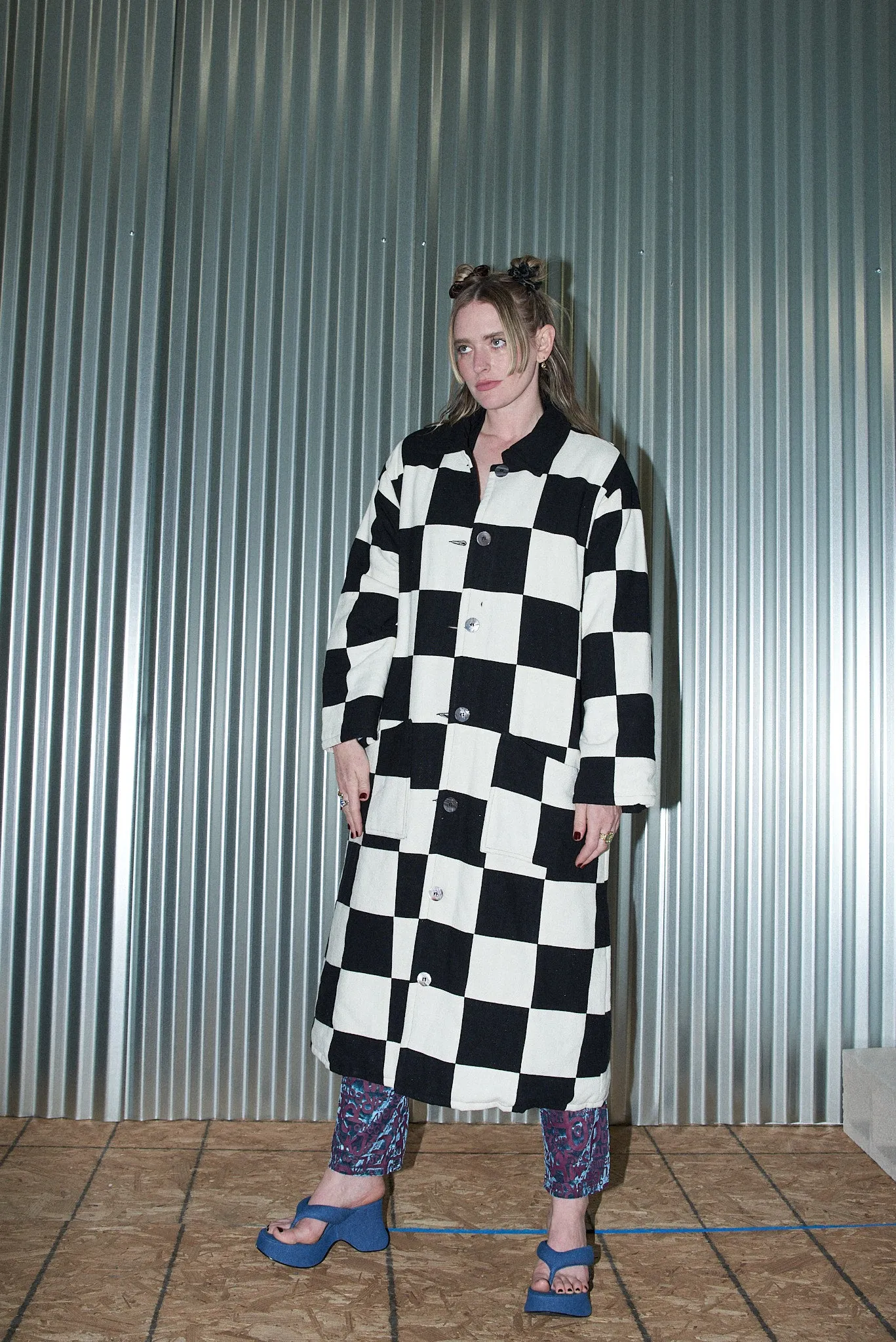 Chessboard Long Scrap Patch Jacket