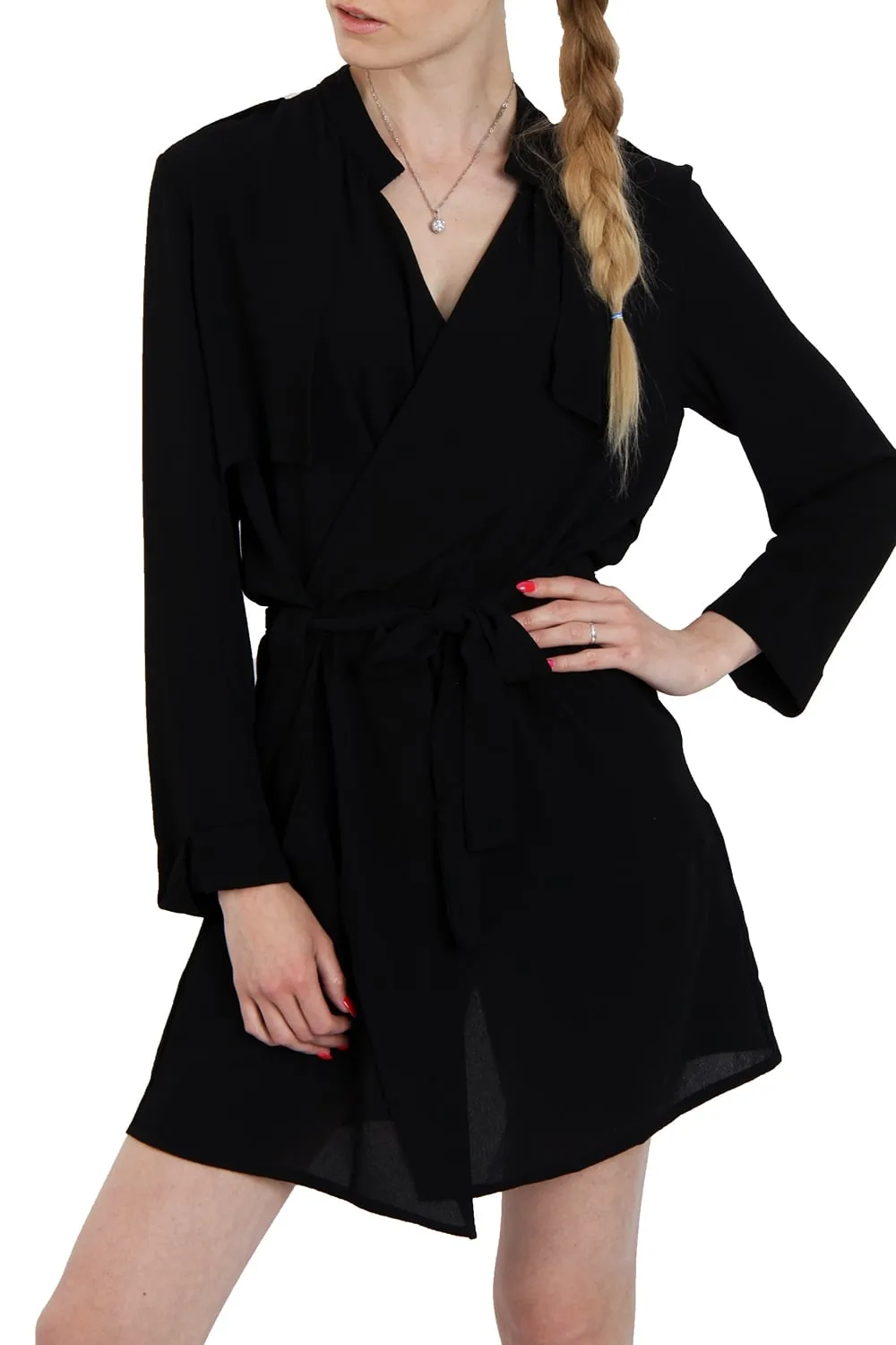 Chiffon Relaxed Waterfall Open Front Shoulder Tap  Jacket with Cape Back