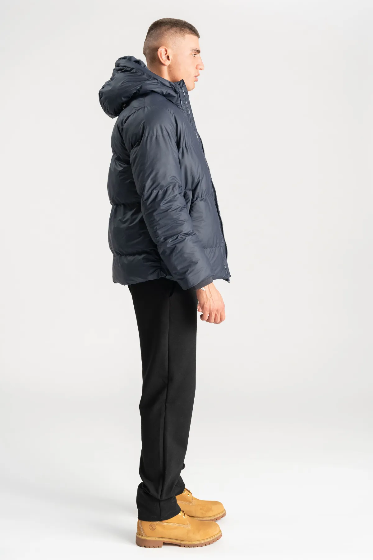 Coated Hooded Jacket - Navy