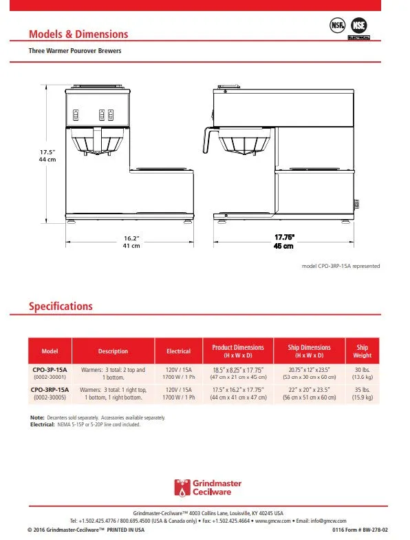 Coffee Brewer Pourover 3 Warmer