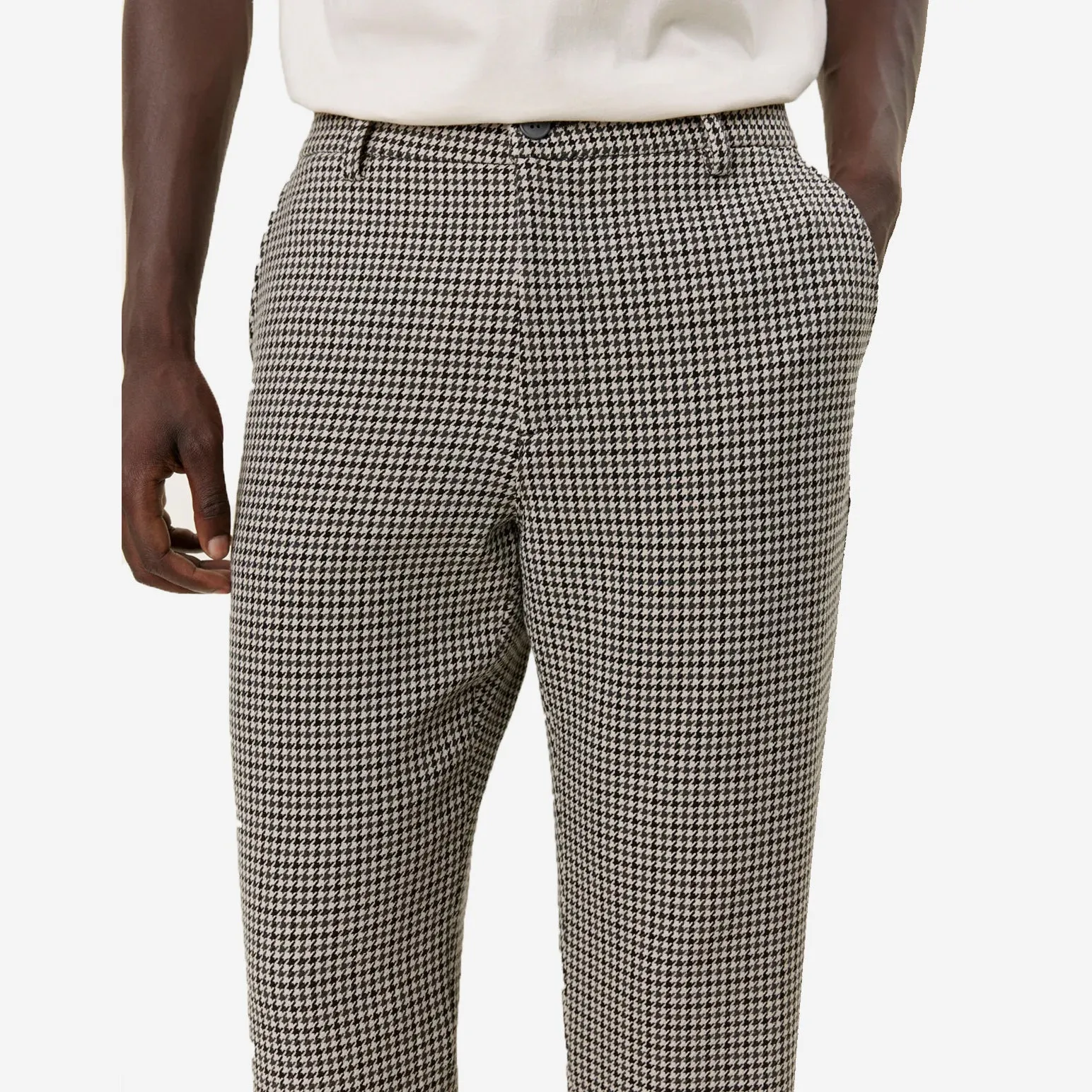 Como Regular Houndstooth Suit Pants - Light Desert Sand/Black