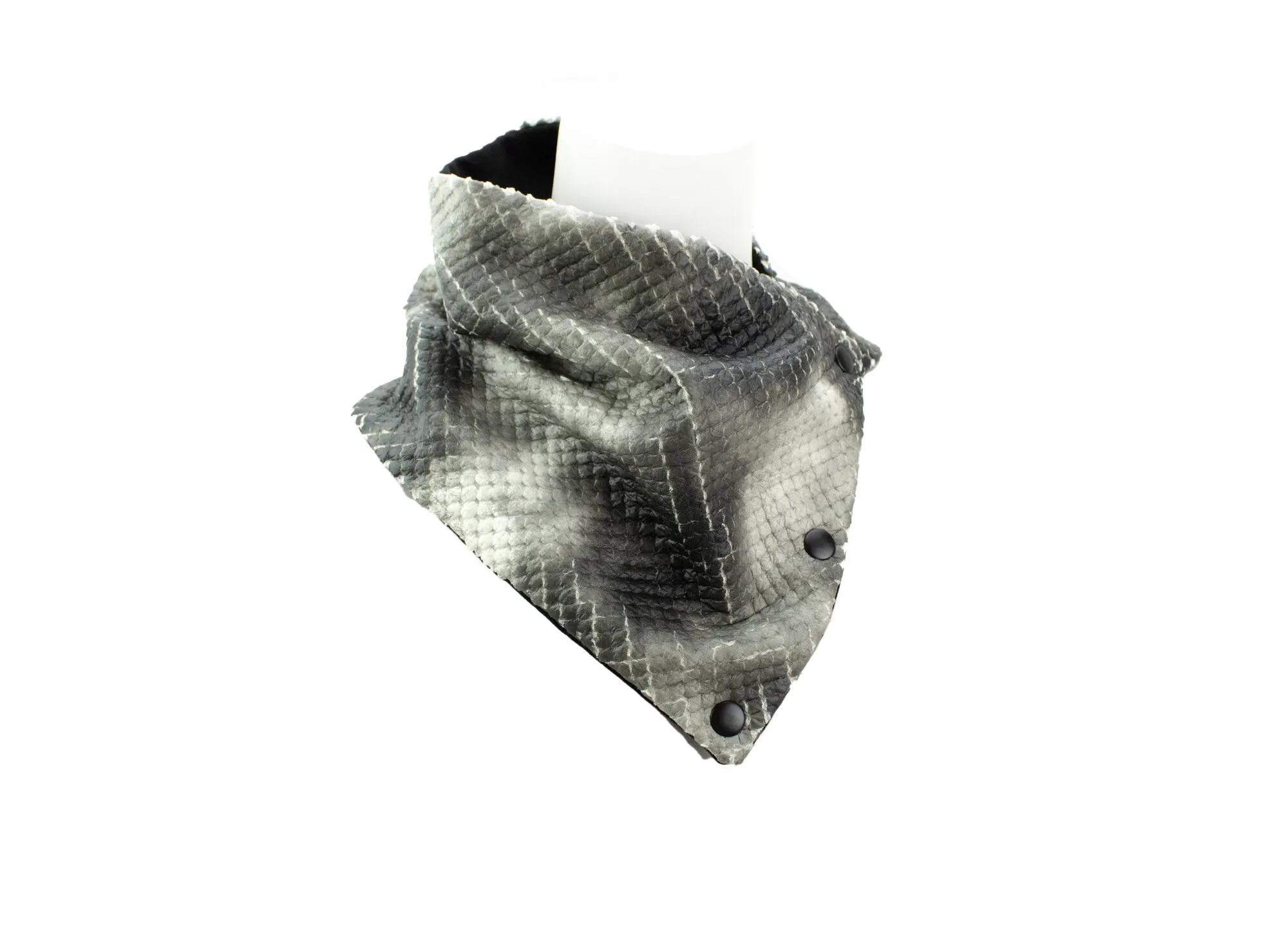 Crackled Quilted Snake Skin Snap Scarflette Cowl