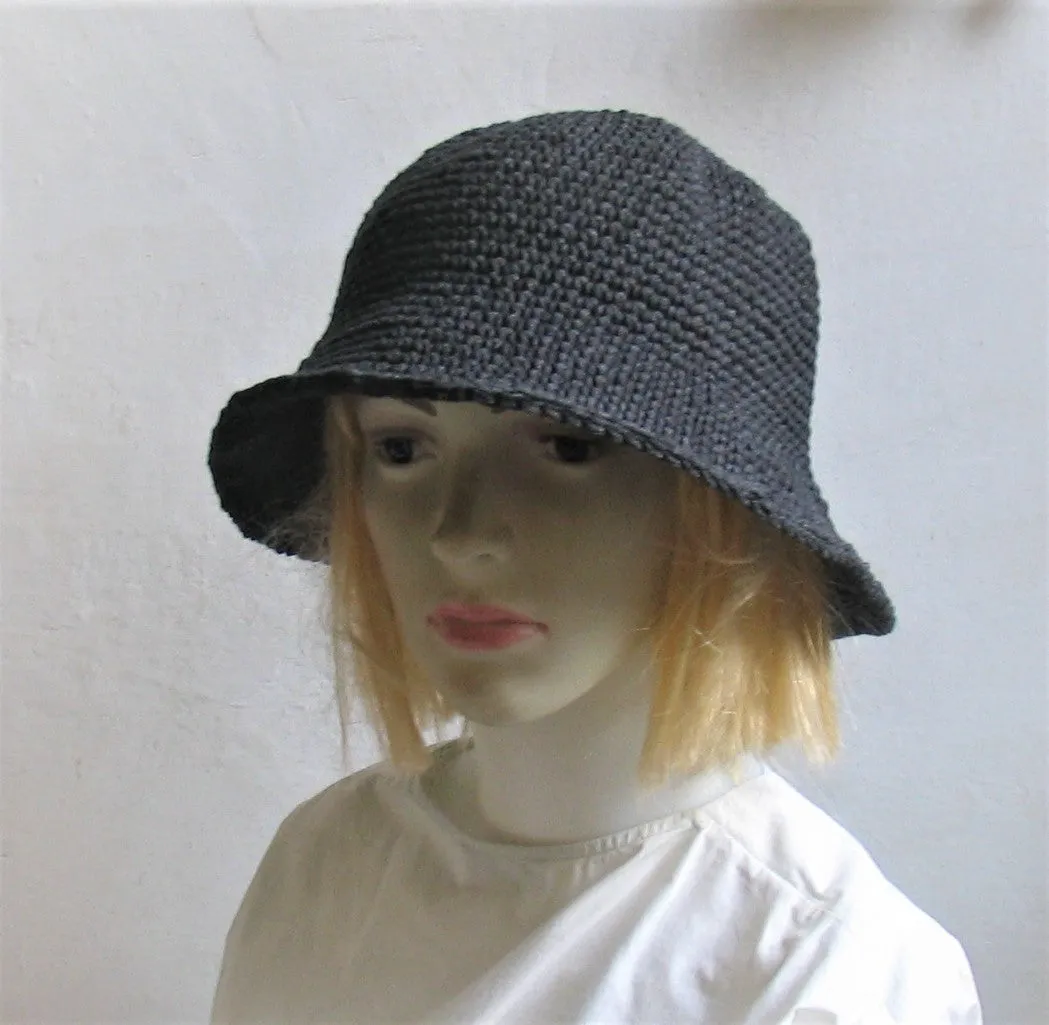 Crochet Cotton Hat For Woman & Girl, Cotton Summer Hat, Beige Brim Cloche Hat, Woman Cloche Hat