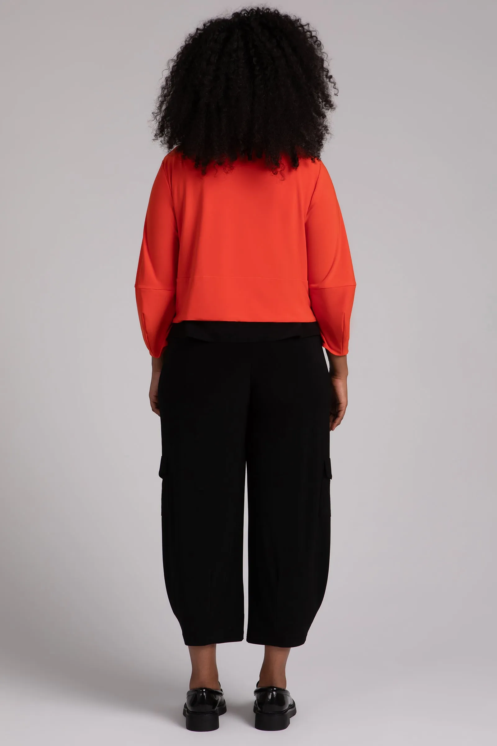 Cropped Lantern Jacket with Zip Front | Orange